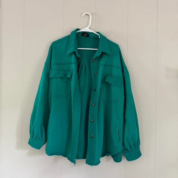 Vici baggy teal button up jacket, women's Small - Picture 1 of 5